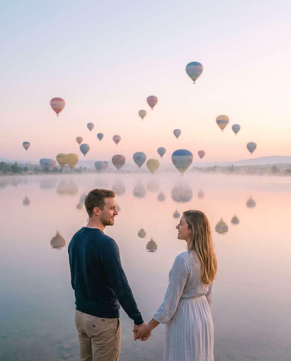 Balloon Reflection Lake AI portrait