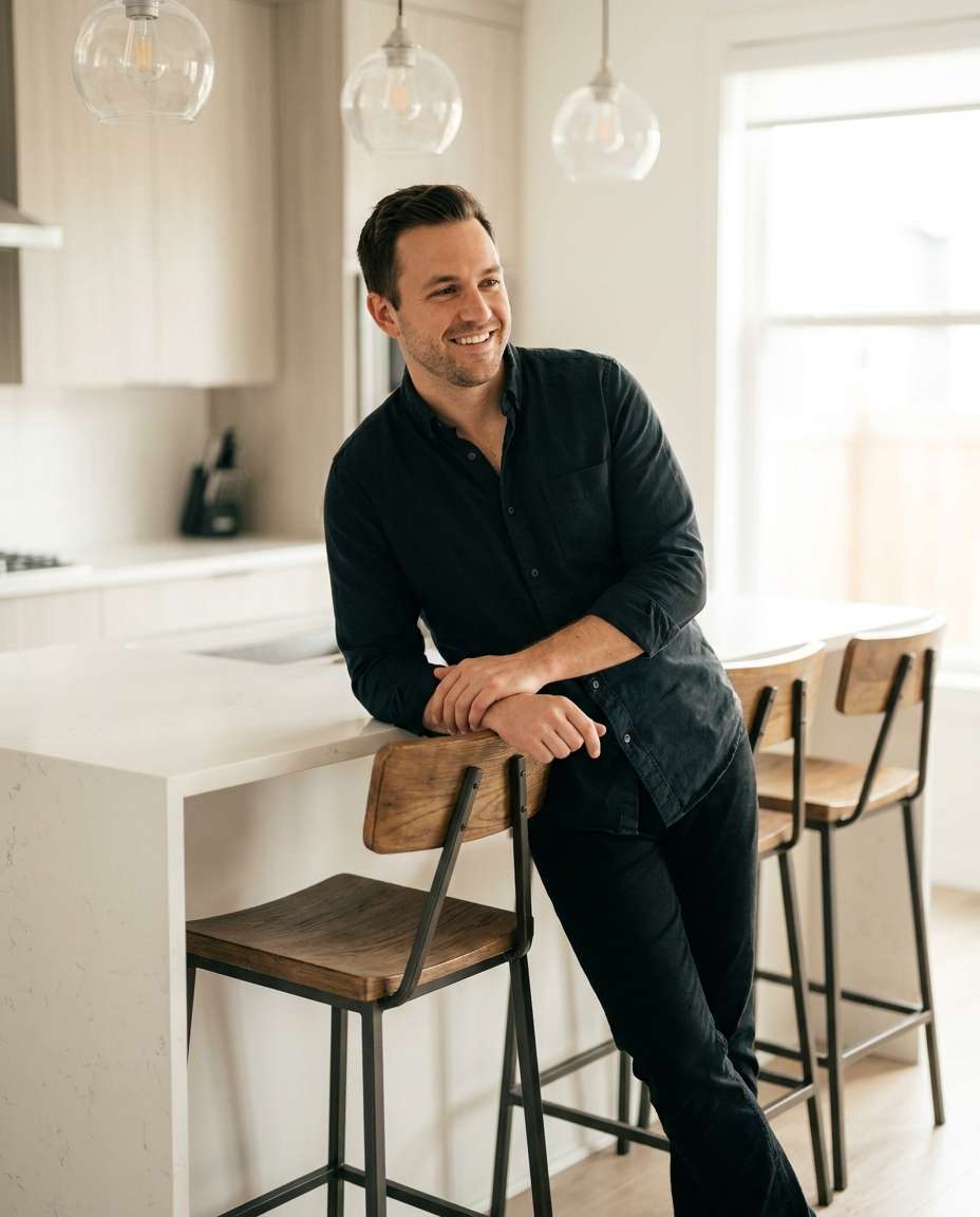 Bar Stool Pose AI portrait — Gemini AI Prompt for Furniture