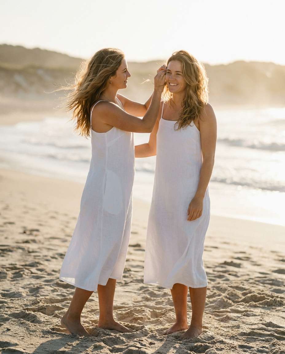 Beach Wind Portrait AI portrait — Gemini Prompt for Sisters
