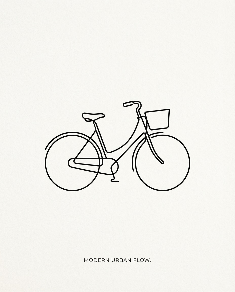 Bicycle Line Drawing AI portrait example — AI Minimalist Line Art Prompt