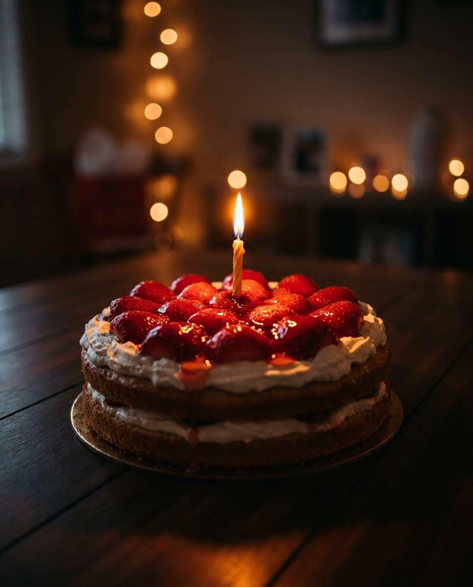 Birthday Candle Shot AI portrait — Gemini AI Strawberry Shortcake Photo Prompt