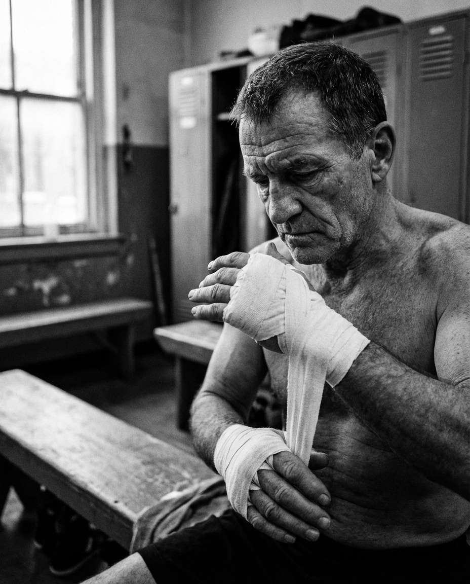 Black And White Doc AI portrait — Gemini AI Boxing Photo Prompts