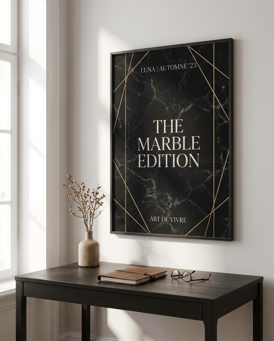 Black Marble Luxury AI portrait — Gemini AI Dark Aesthetic Poster Prompts