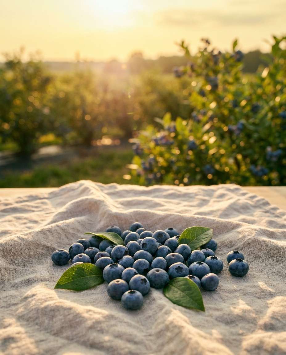 Blueberry Fields Mood AI portrait example — AI Blueberry Image Prompts for Gemini & ChatGPT