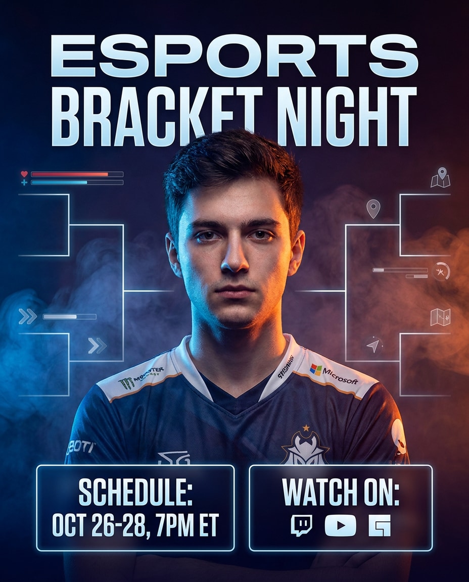 Bracket Night Promo AI portrait — Gemini AI Esports Poster Prompts