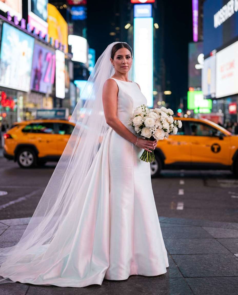 Bridal City Elopement AI portrait example — Gemini AI Photo Prompt Times Square
