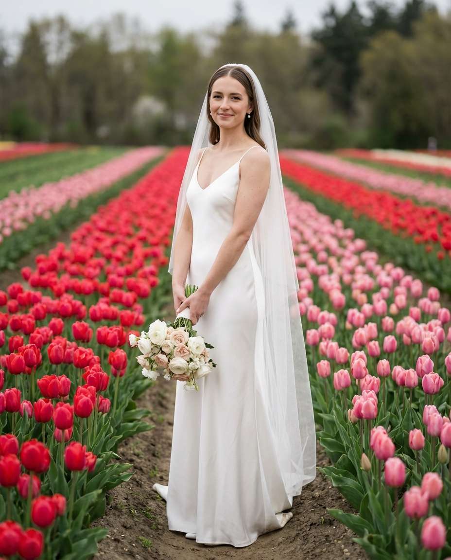 Bridal Tulip Portrait AI portrait example — AI Tulip Garden Photography Prompt