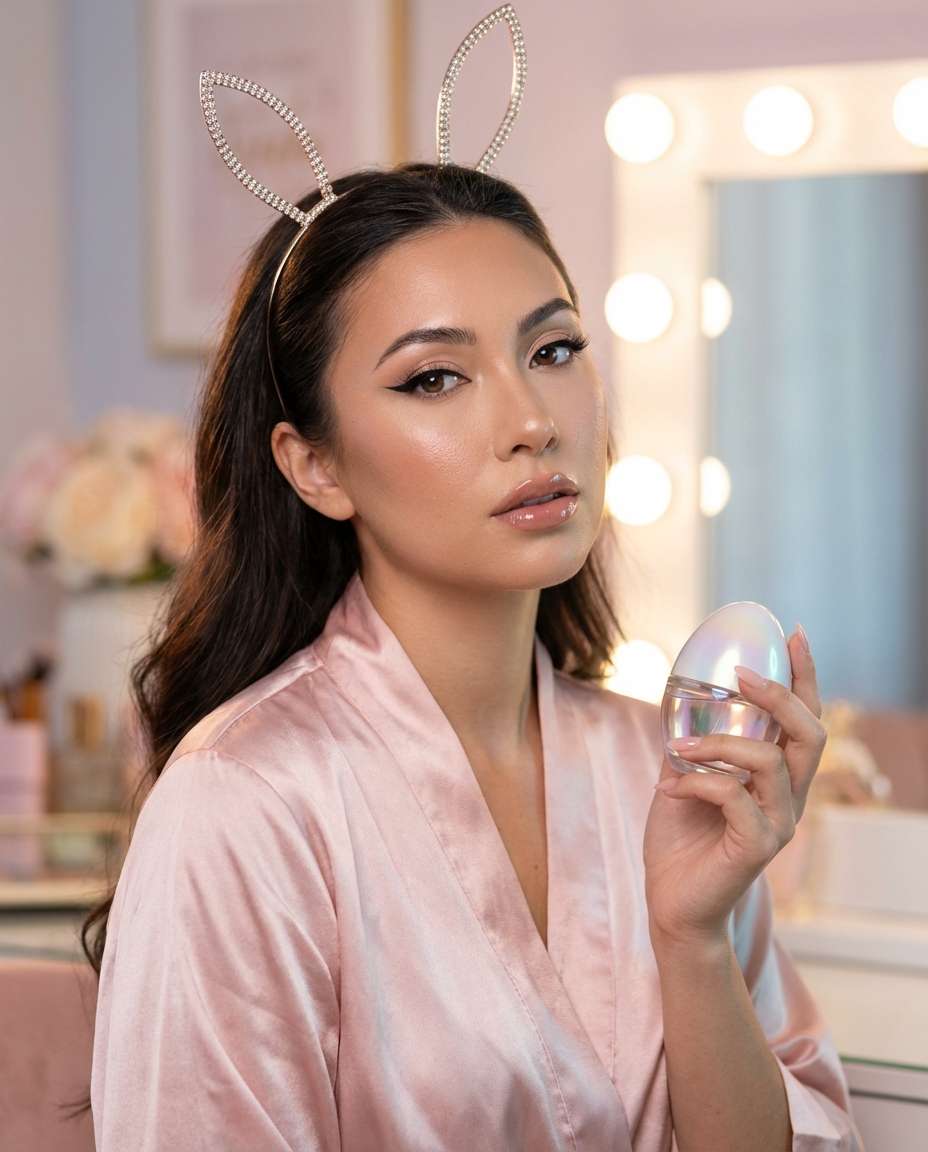 Bunny Ears Beauty Shot AI portrait example — AI Easter Bunny Photography Prompt