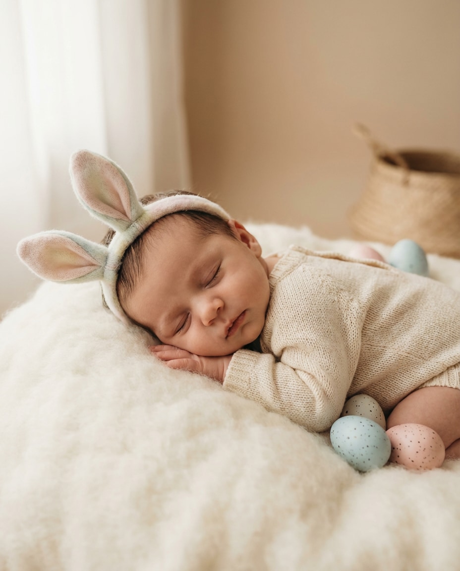 Bunny Ears Newborn AI portrait