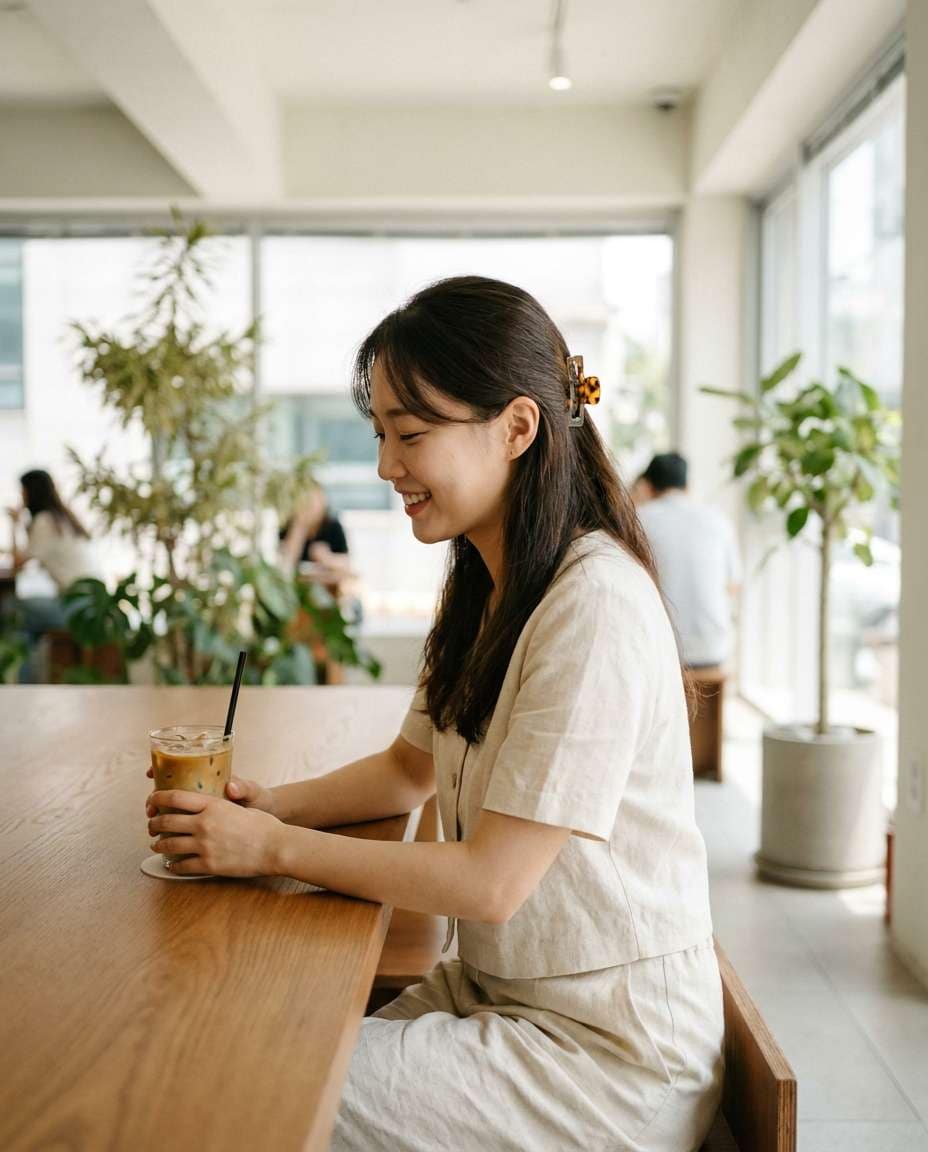 Cafe Table Candid AI portrait