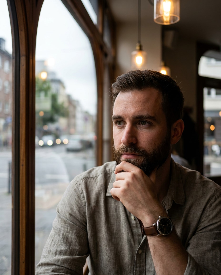 Cafe Window Curve AI portrait — Free Copy & Paste