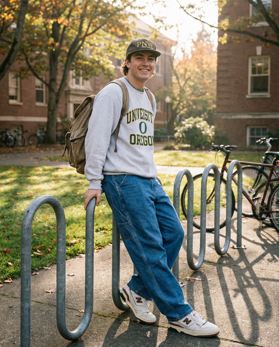 Campus Streetwear AI portrait example — Gemini AI Baggy Jeans Streetwear Prompt