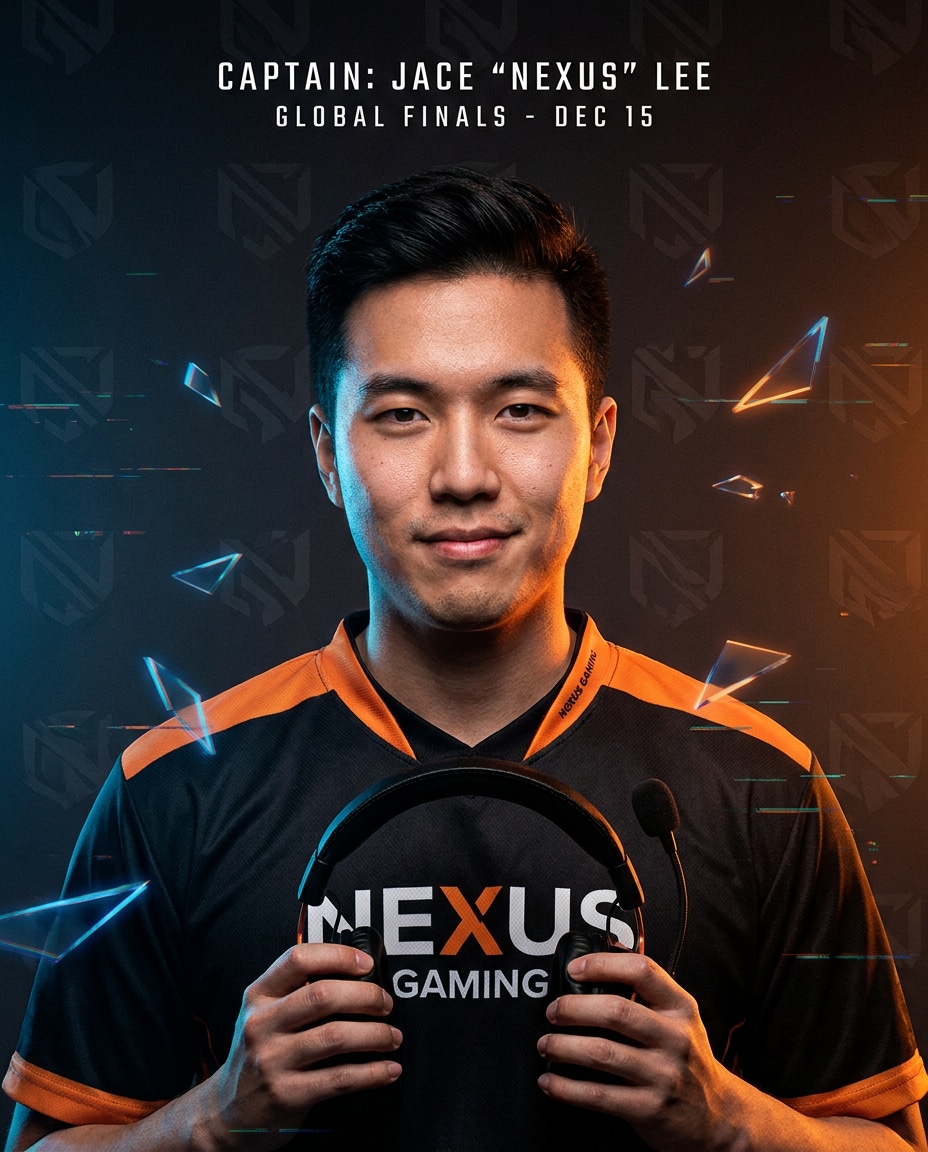 Captain Spotlight AI portrait — Gemini AI Esports Poster Prompts