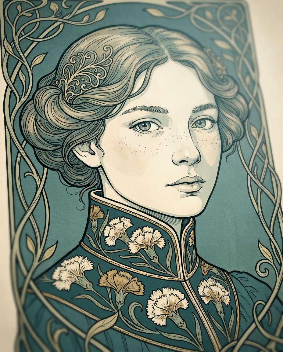 Carnation Collar Detail AI portrait example — Free Copy & Paste