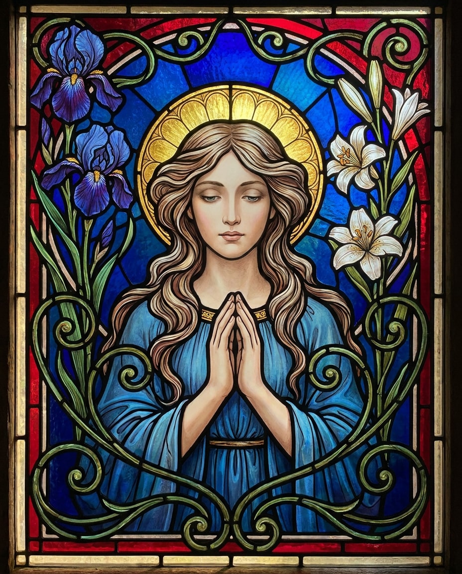 Cathedral Muse Portrait AI portrait — Gemini AI Stained Glass Art Prompt