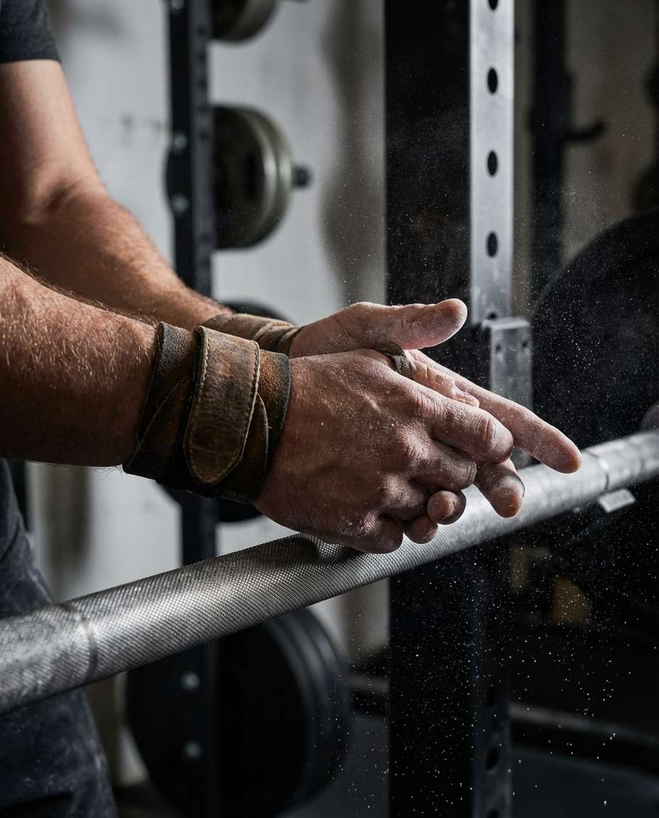 Chalk Hands Detail AI portrait — Gemini Gym Photo Prompt