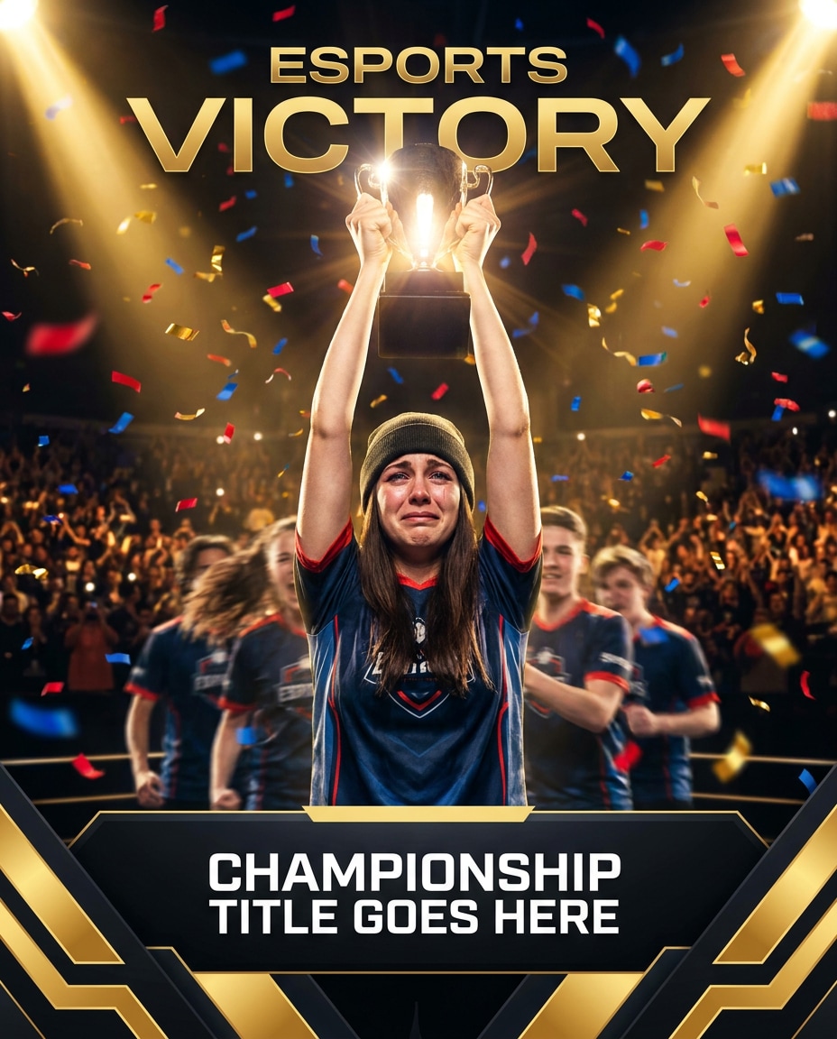Champion Moment AI portrait — Gemini AI Esports Poster Prompts