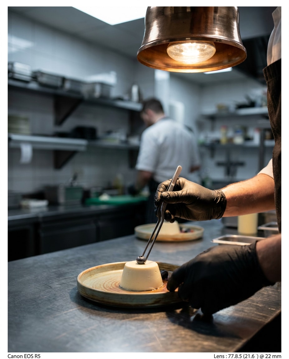Chef Plating Dessert AI portrait example — AI Blueberry Image Prompts for Gemini & ChatGPT