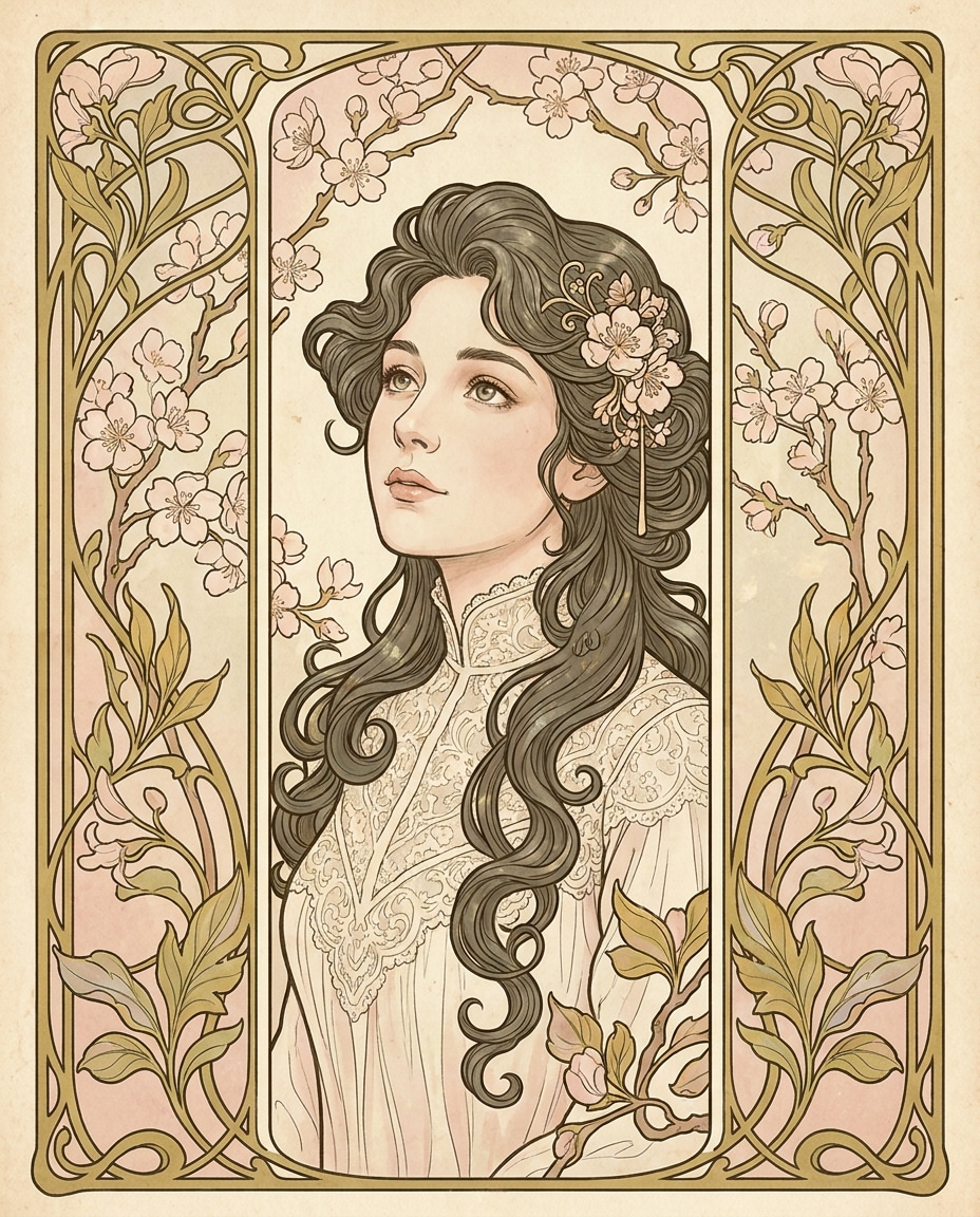 Cherry Blossom Panel AI portrait example — Free Copy & Paste