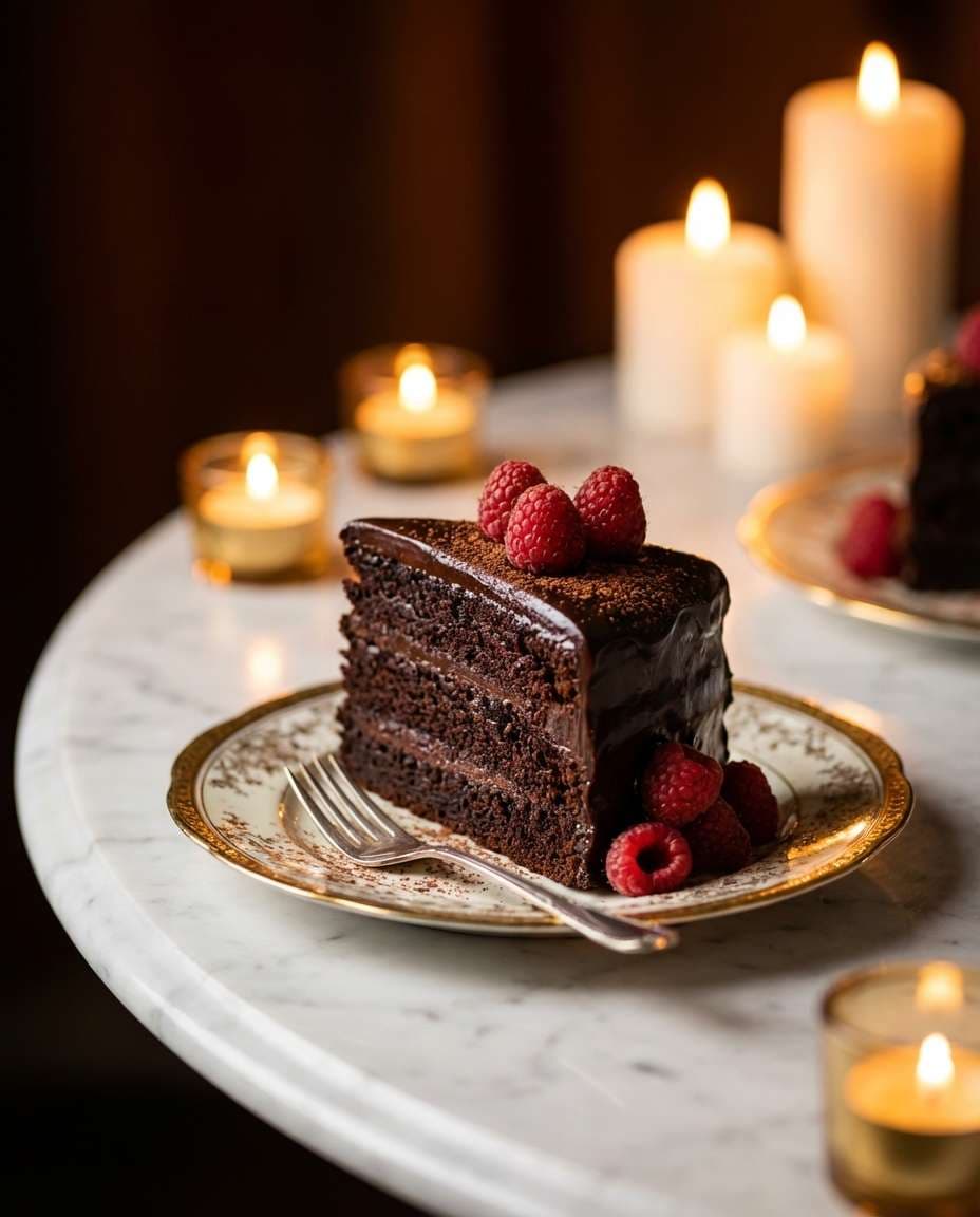 Chocolate Cake Glam AI portrait example — AI Food Photography Prompt