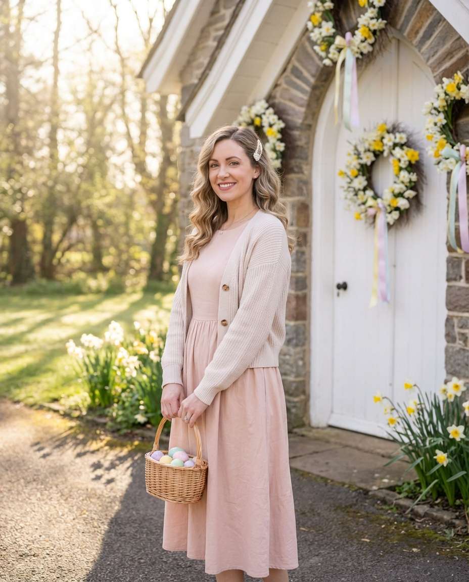 Church Outfit Sunday AI portrait example — AI Easter Egg Photography Prompt