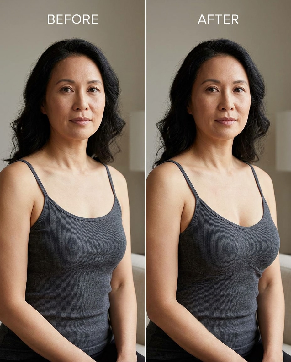 Cinch Bra Fit Lines AI portrait example — AI Breast Expansion Prompts for Gemini & ChatGPT: 25+ natural retouch ideas