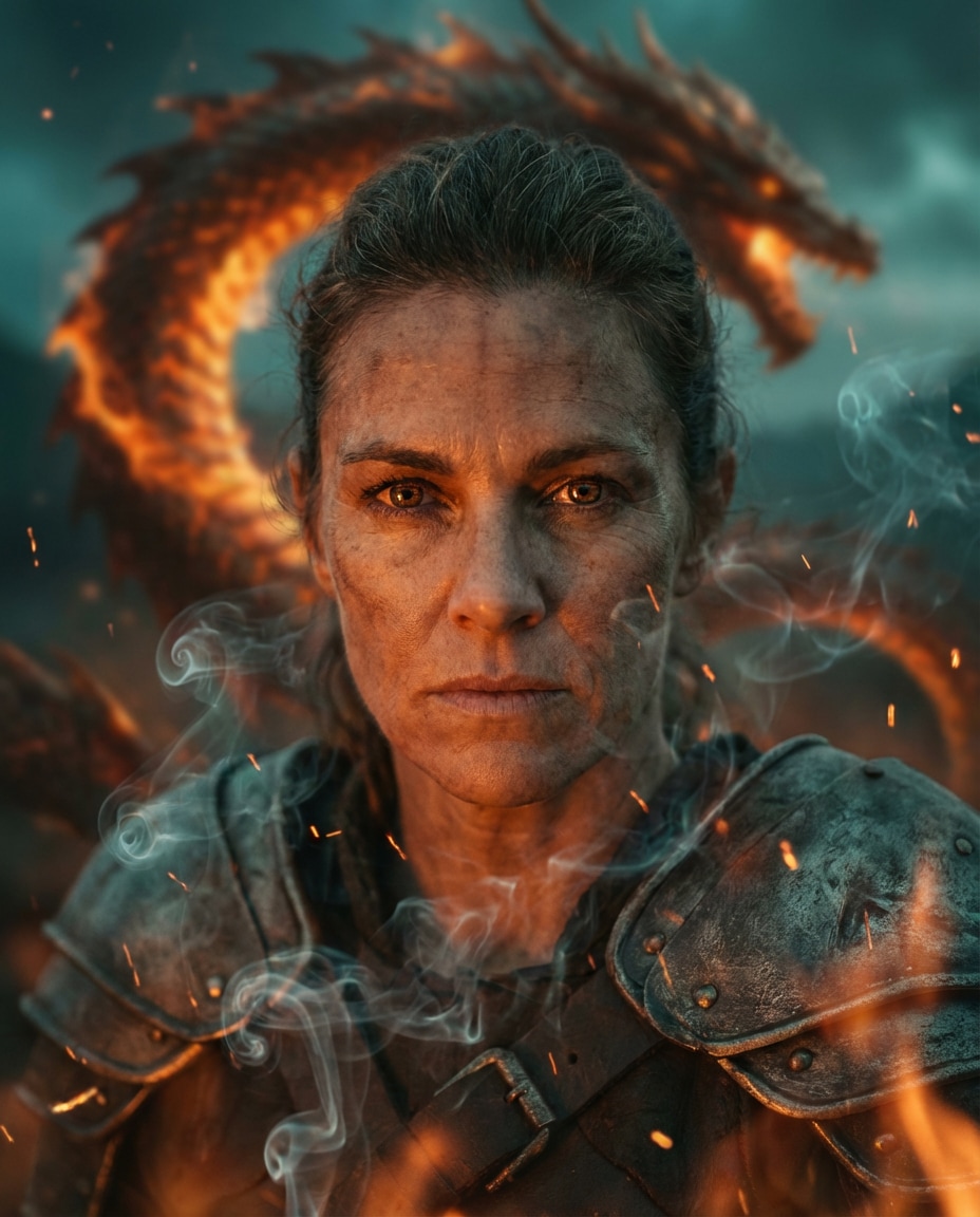 Cinematic Dragon Behind AI portrait