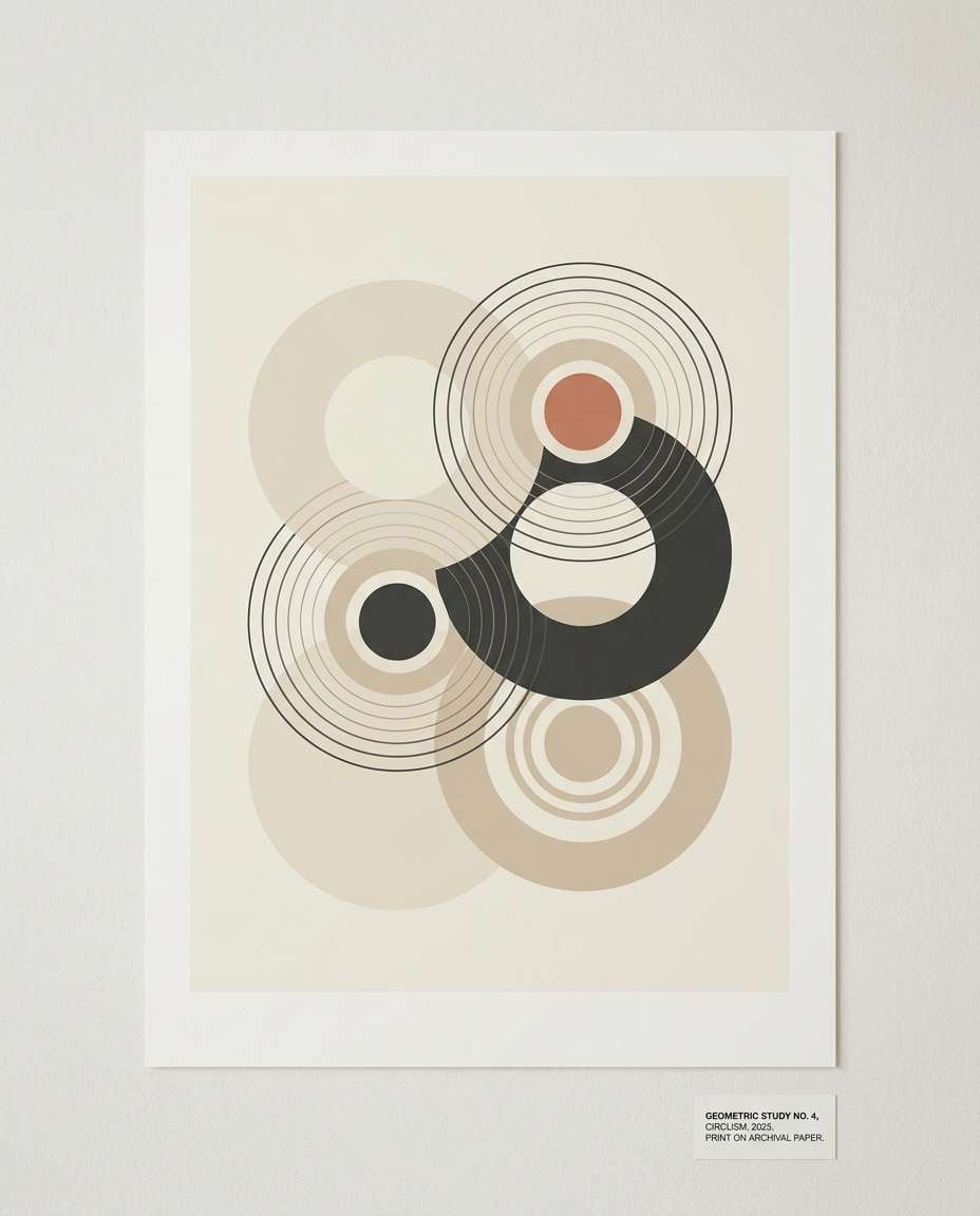 Circle Study Minimal AI portrait — Geometric Poster Prompts
