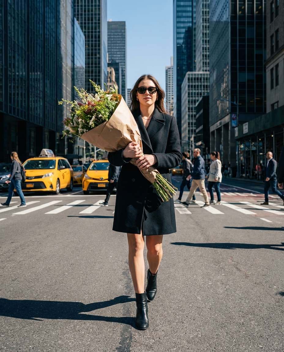 City Florist Run AI portrait example — AI Flower Photo Prompt for Girls