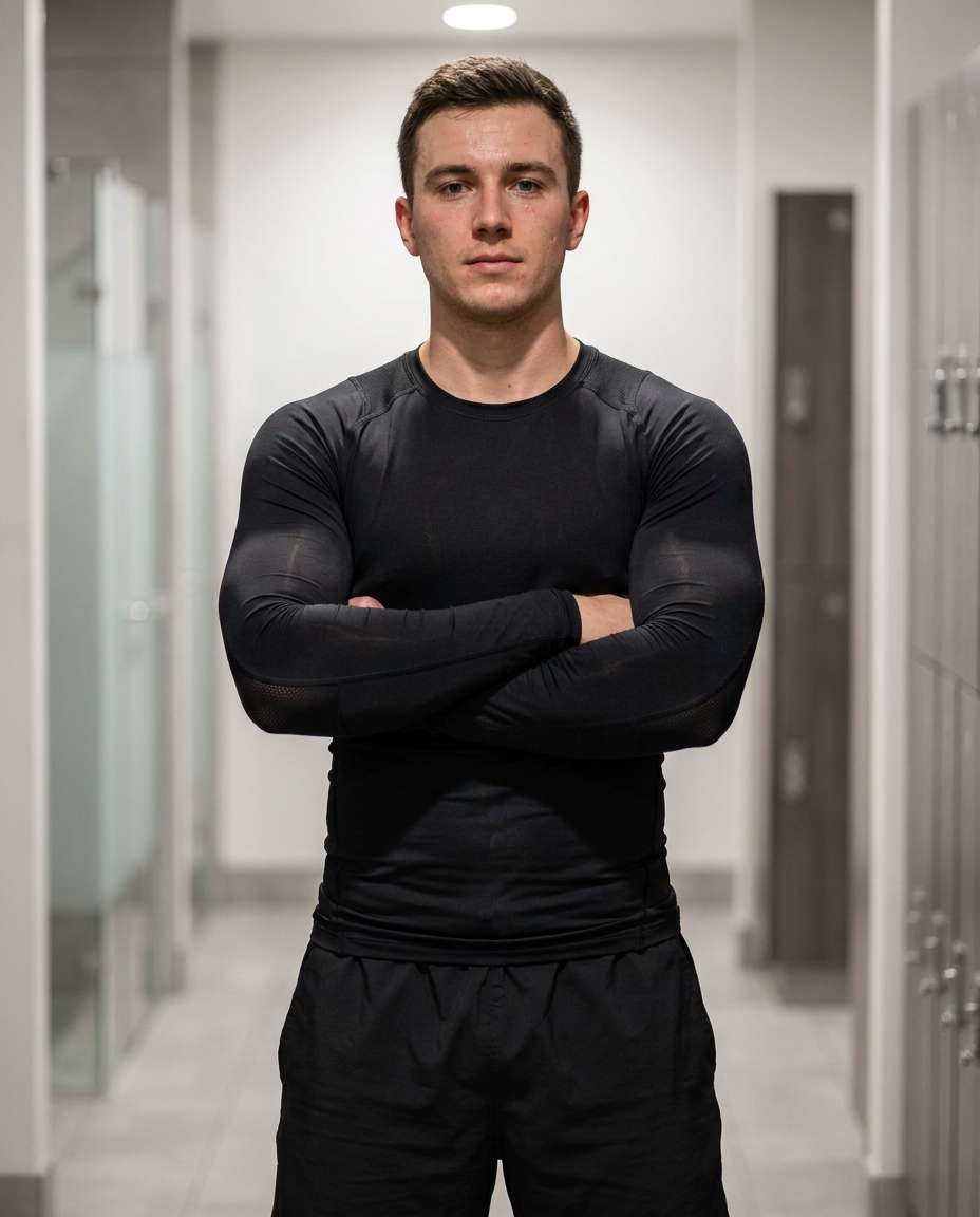 Classic Black Compression AI portrait example — Gemini AI Prompt for Workout Clothes