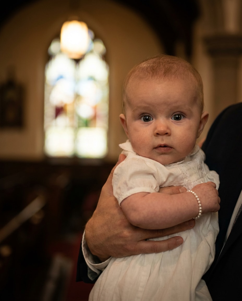Classic White Baptism Vibes AI portrait example — AI Easter Baby Photography Prompt