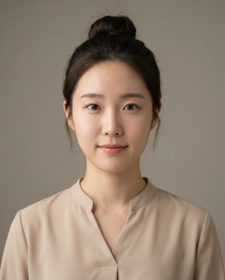 Clean Passport Vibe AI portrait example — Gemini AI Korean Style Prompt