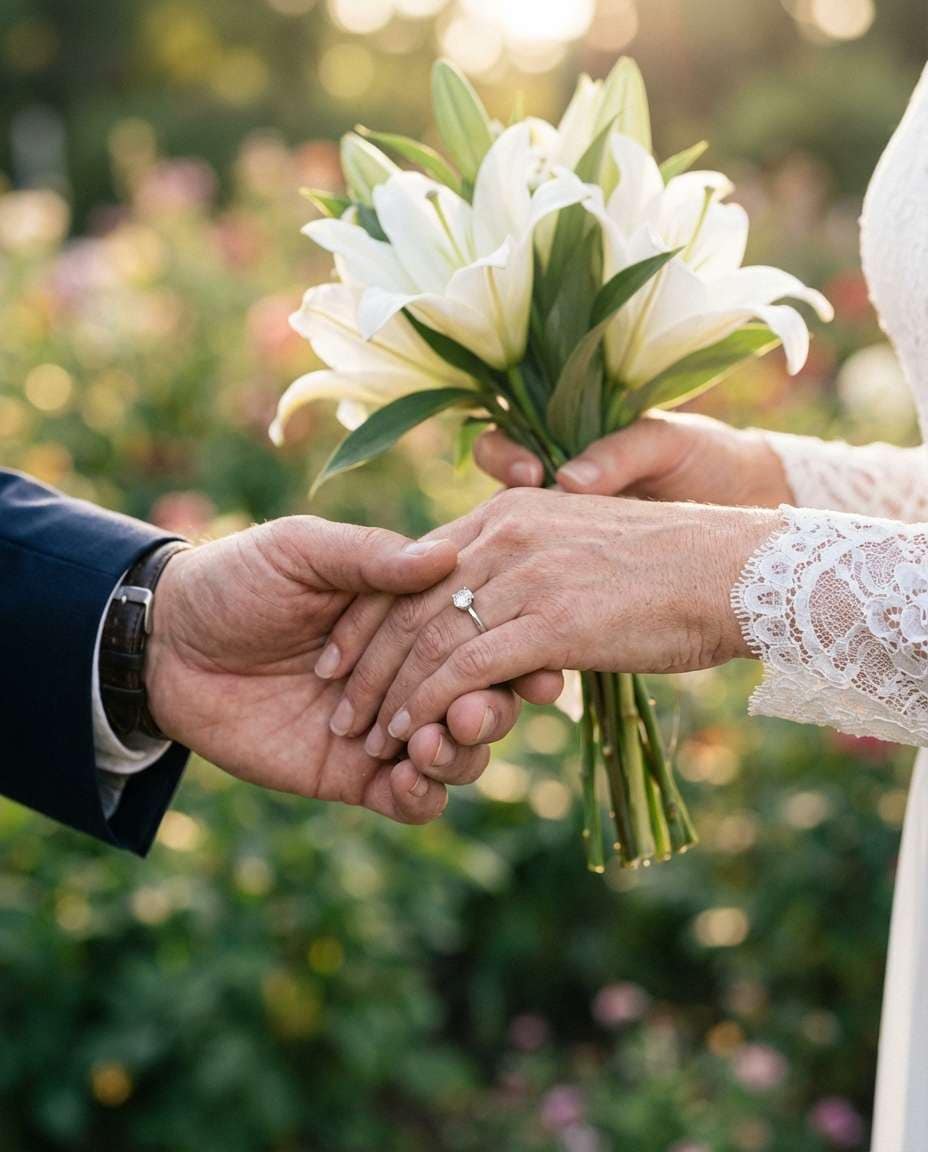 Close-Up Hands And Flowers AI portrait example — AI Couple Flower Photo