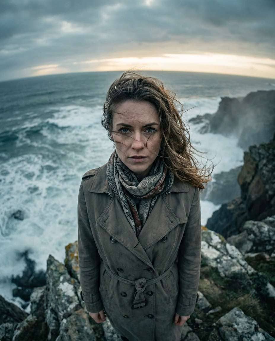 Coastal Cliff Wind AI portrait — Free Copy & Paste