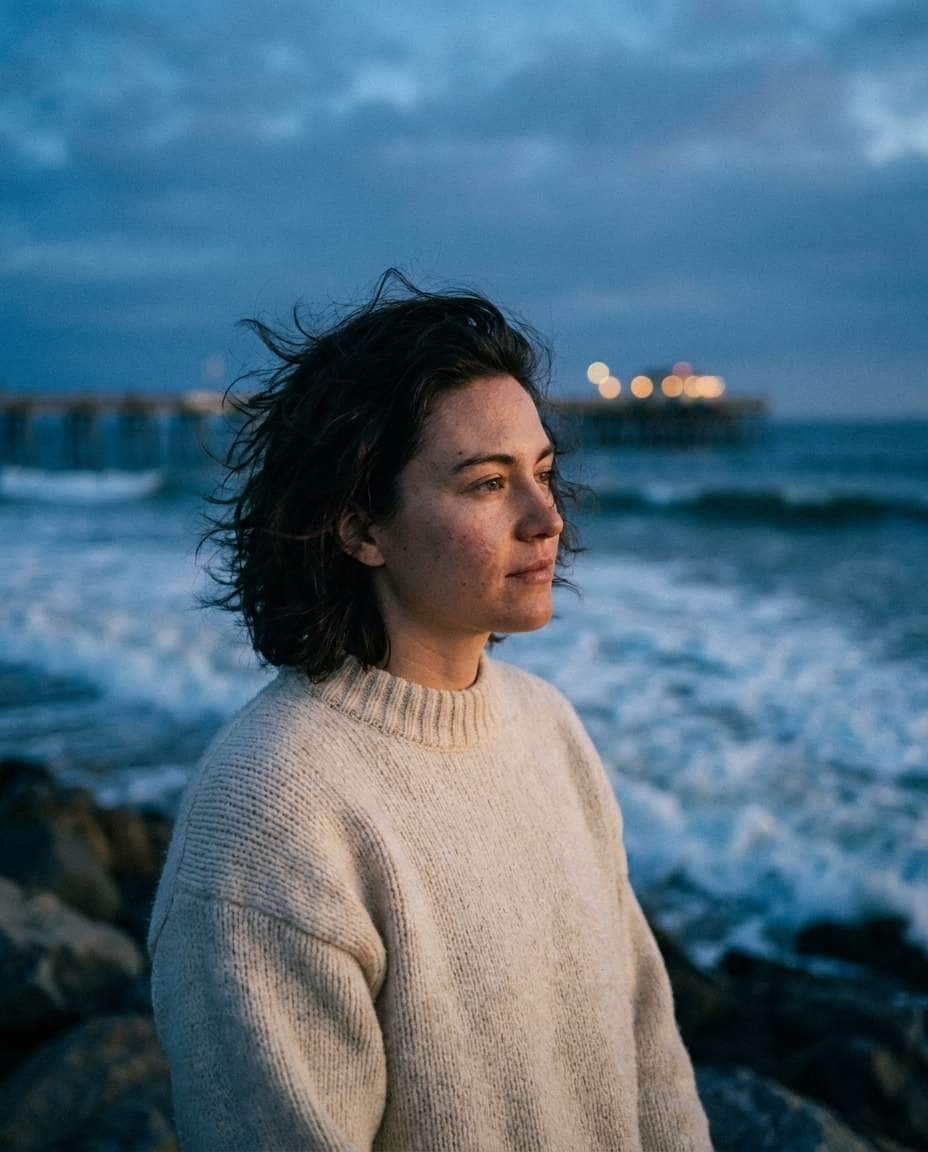 Coastal Twilight Wind AI portrait — Gemini AI Blue Hour Photo Prompt