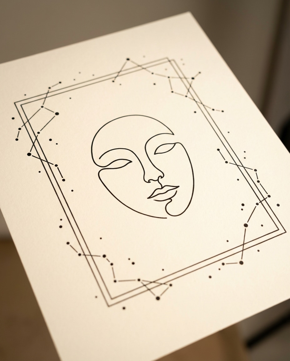 Constellation Portrait Frame AI portrait example — AI Minimalist Line Art Prompt