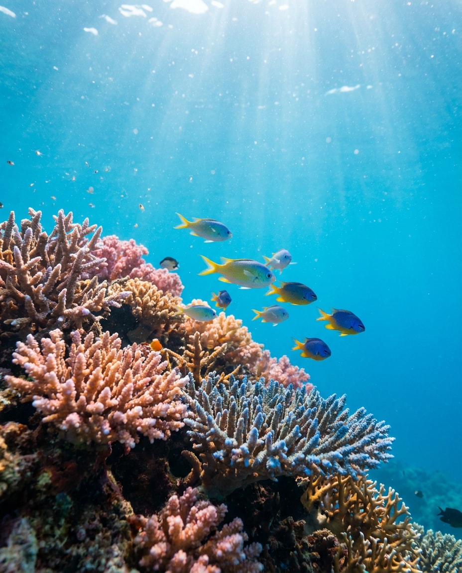 Coral and Fish Detail AI portrait example — Gemini AI Underwater Prompt