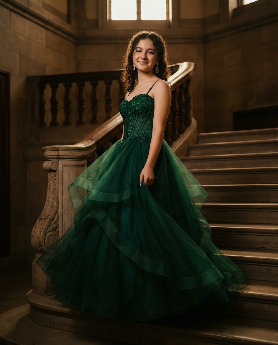 Corset Ball Gown AI portrait — Gemini AI Prom Dress Prompt