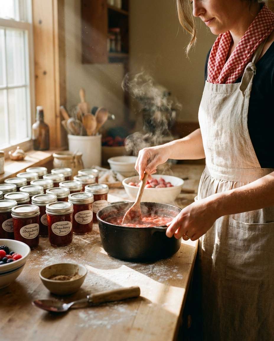Cottagecore Kitchen Baking AI portrait — Strawberry Aesthetic Prompts for Gemini & ChatGPT