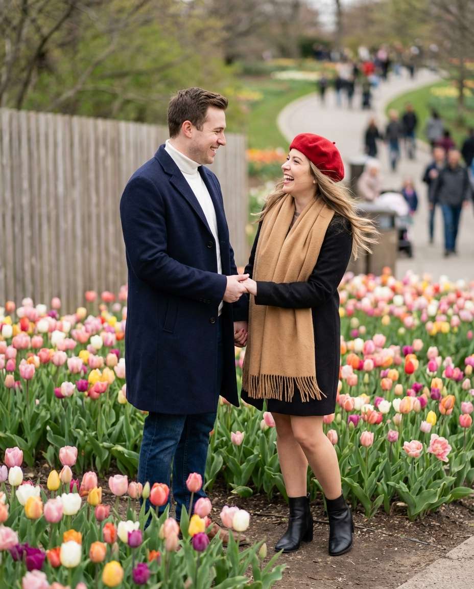 Couple Among Tulips AI portrait