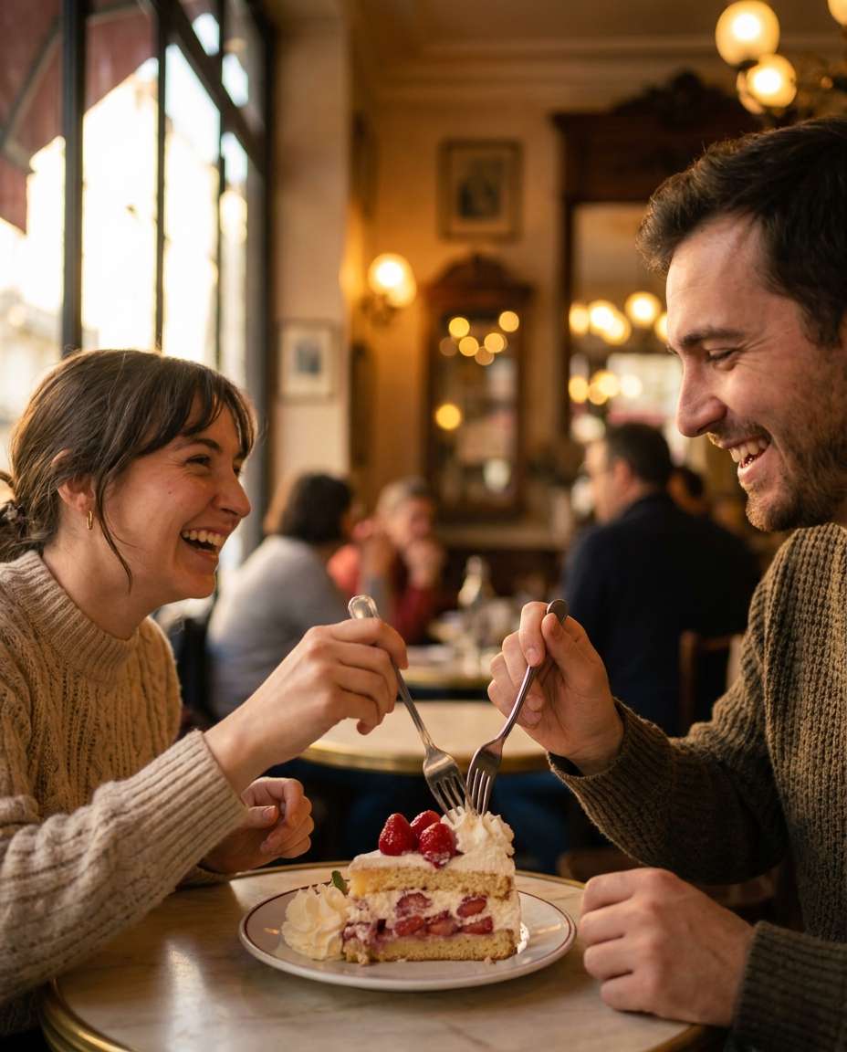 Couple Dessert Date AI portrait — Gemini AI Strawberry Shortcake Photo Prompt