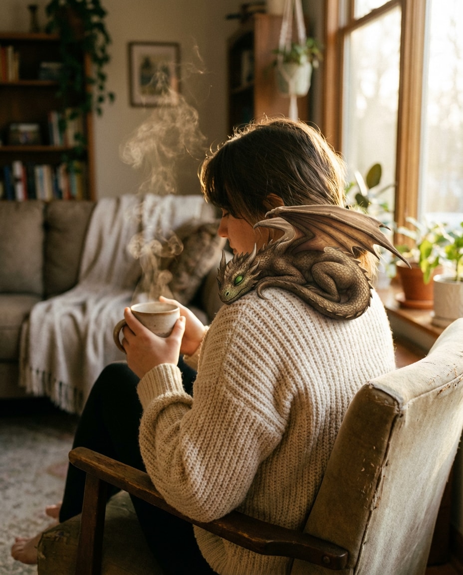 Cozy Baby Dragon AI portrait example — Gemini AI Dragon Photo Prompt