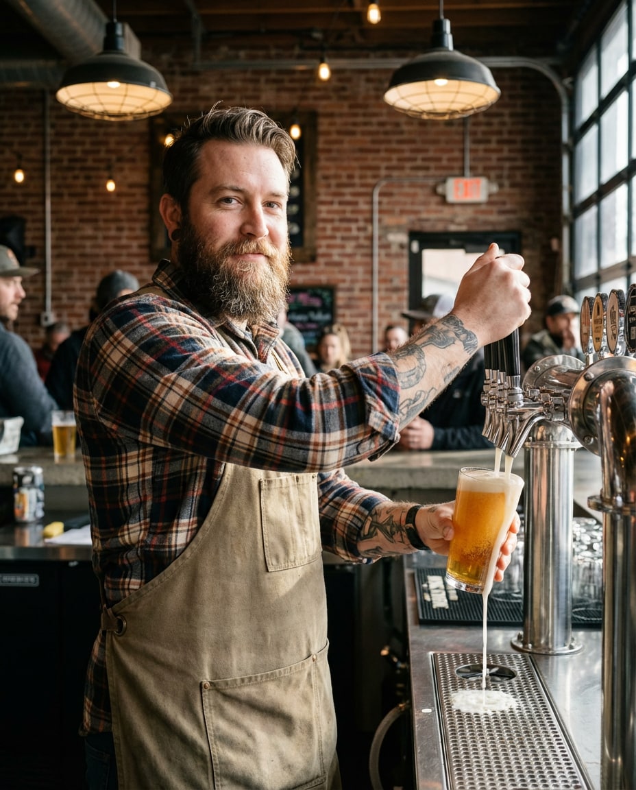 Craft Beer Taproom AI portrait example — Gemini AI Bartender Photo Prompts