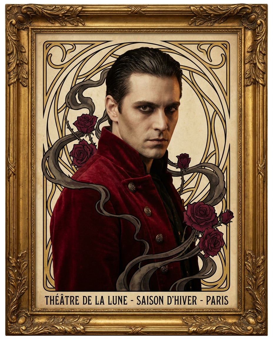 Crimson Velvet Drama AI portrait — Free Copy & Paste