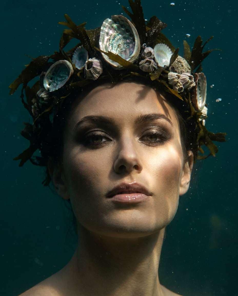 Crown of Seaweed AI portrait example — Gemini AI Underwater Prompt