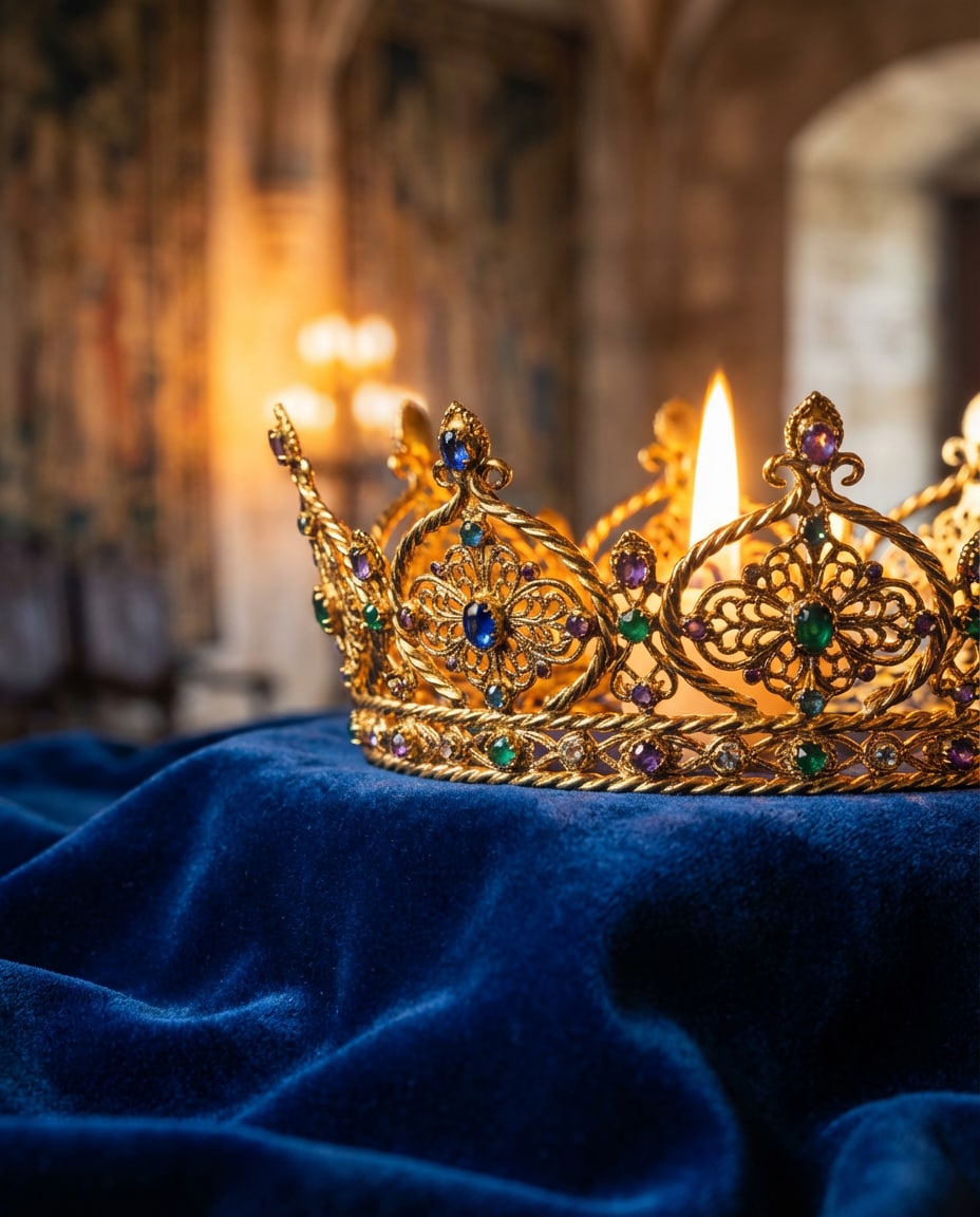 Crown on Velvet AI portrait — Gemini AI Fairytale Prompt