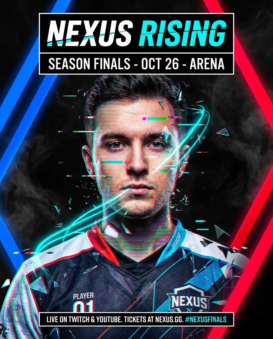 Cyber Glitch Storm AI portrait — Gemini AI Esports Poster Prompts