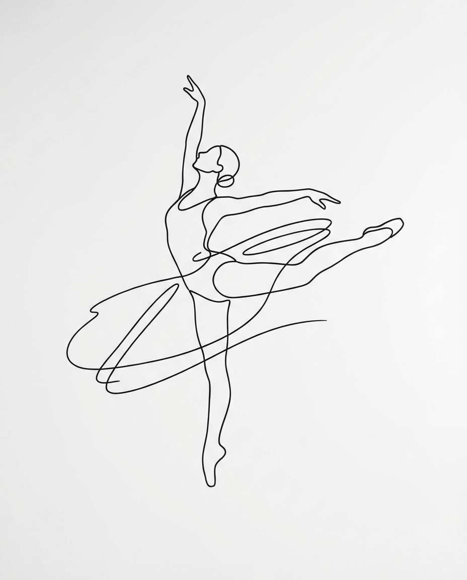 Dancer Motion Line AI portrait example — AI Minimalist Line Art Prompt