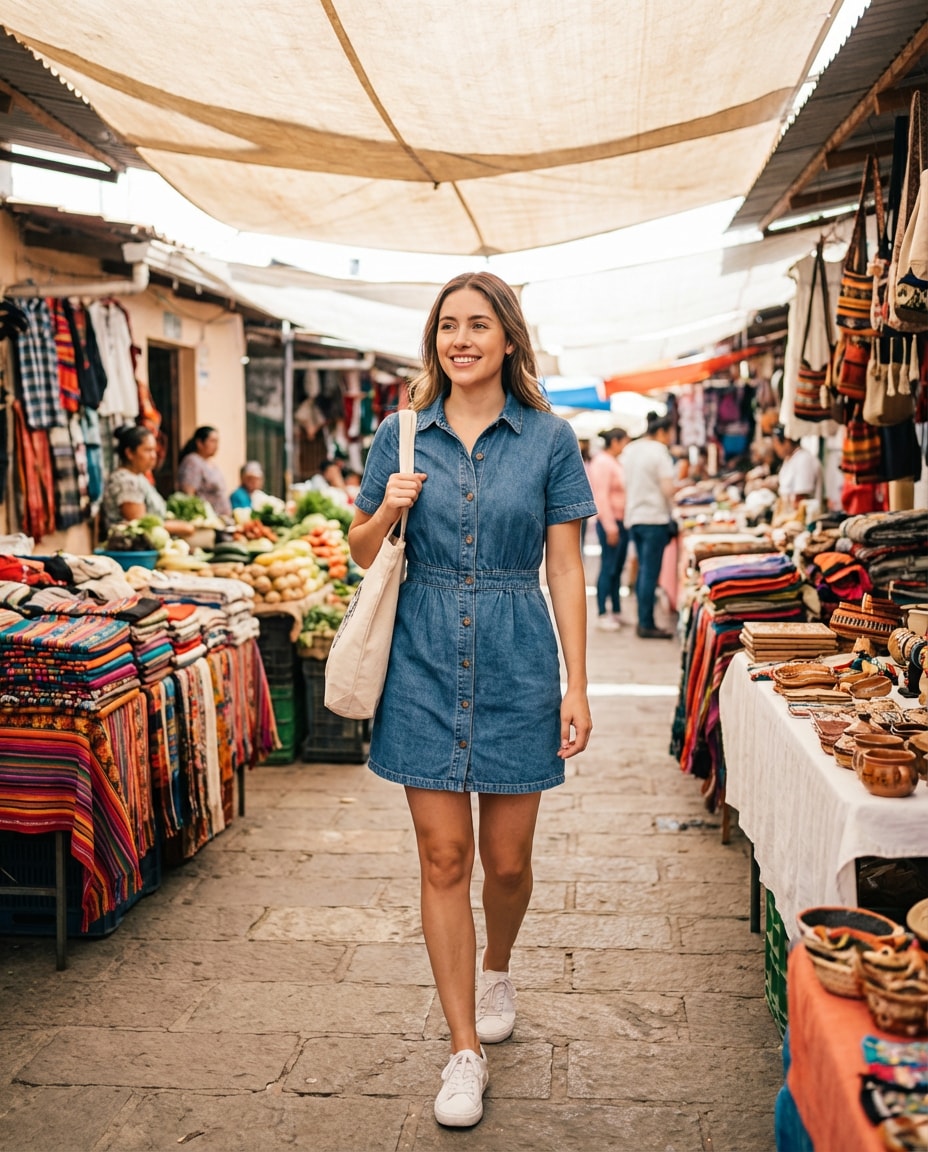 Denim Mini Daywear AI portrait — Gemini AI Short Dress Prompt