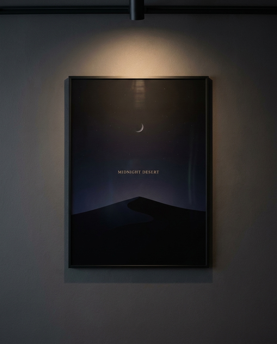 Desert Night Minimalism AI portrait — Gemini AI Dark Aesthetic Poster Prompts